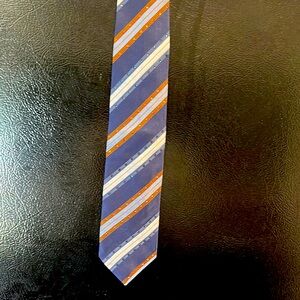 Classic Blue and Orange Striped Necktie